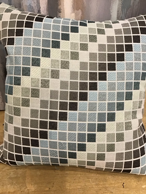 18" Blue Tetris Pattern Down Filled Pillow