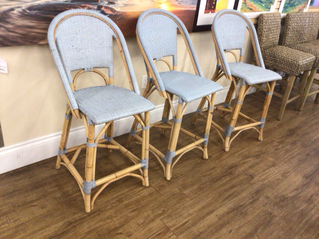 Set Of 3 Serena & Lily Riviera Rattan Counter Stools
