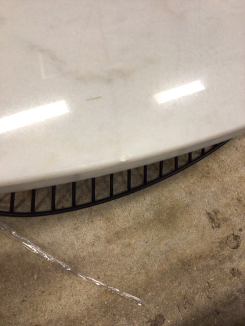AS-IS 48" White Oval Marble Metal Base Coffee Table(Small Chip)