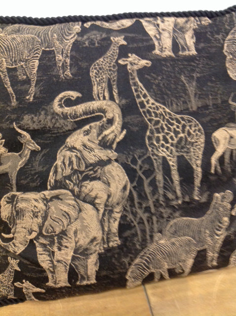 Pillow- 18" Black & Gold Safari