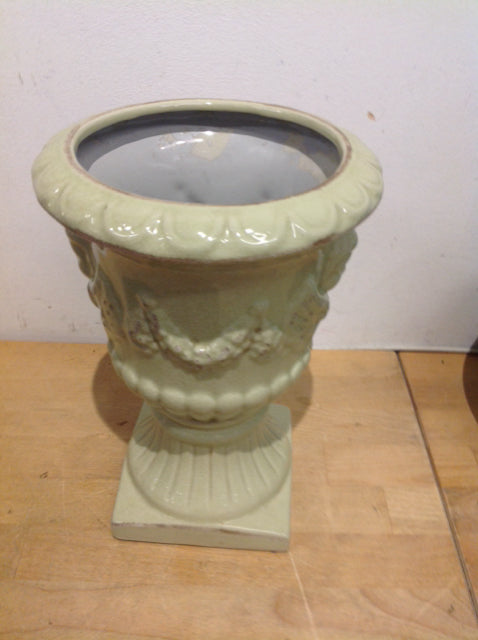 Vase- 10" Green Ceramic Crackle