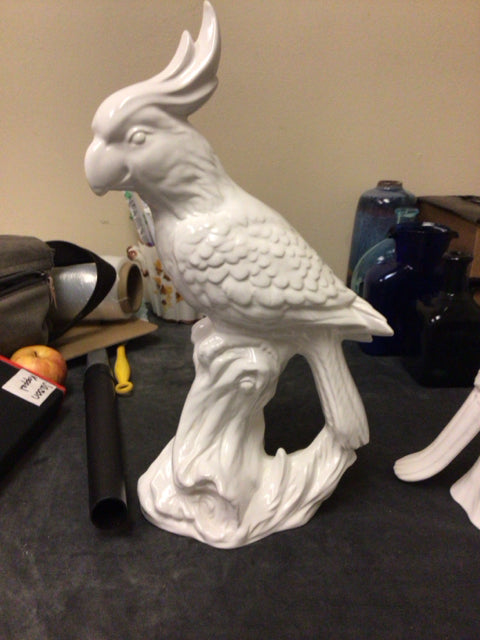18" White Ceramic Bird Statue