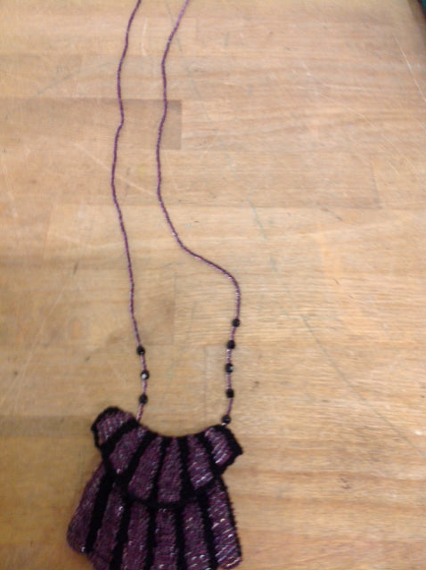 Necklace- Purple Beaded Purse