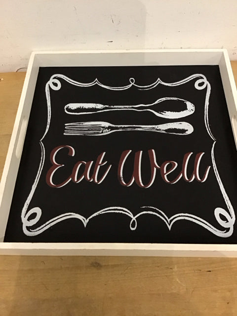 16" Sqare "Eat Well" Tray