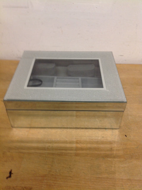 10" Silver Glitter Mirror Jewlery Box