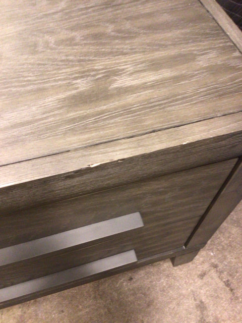 AS-IS Casana Furniture Grey Two Drawer Nightstand(Knicks)