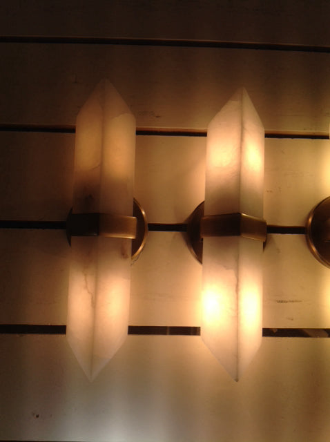 Set Of 2 Valencia Glass & Brass 2 Bulb Sconces