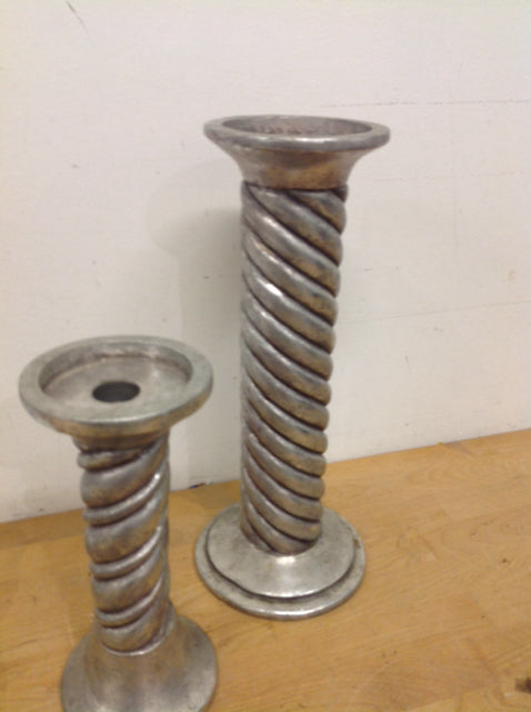 Candle Holder- Set Of 2 Silver
