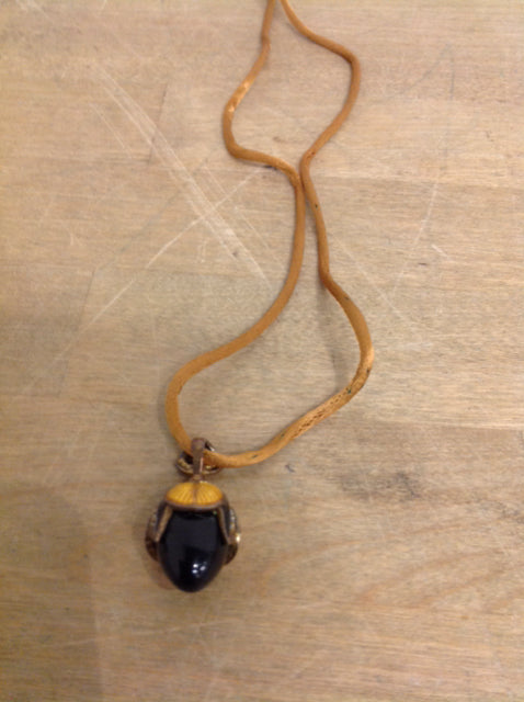 Necklace- Brown Rope Stone Pendent