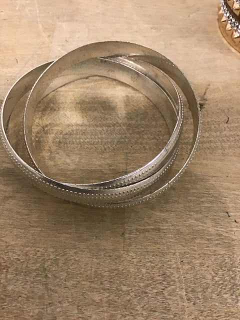 Silvertone Triple Bangle Bracelet