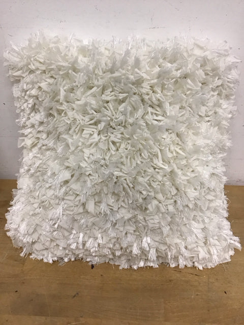 18" White Ribbon Fringe Pillow