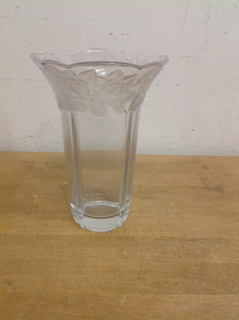 7.5 " Frosted Rose Glass Vase