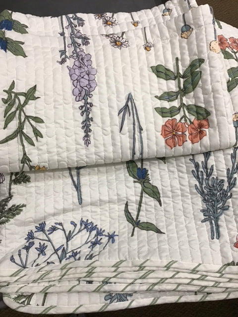 3 PC King Floral Quilted Comforter 2 Shams Bedding