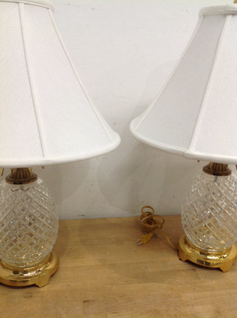 24" Pair Of Vintage Waterford Pineapple Lamps