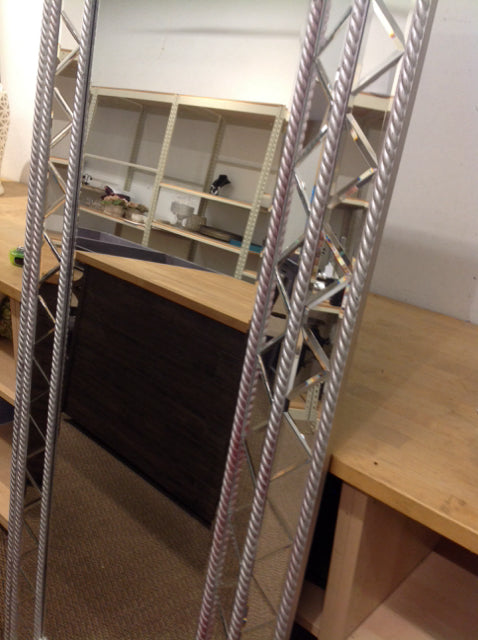 Mirror- 30" X 70" Ornate Silver Rope
