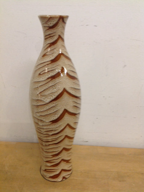 Vase- 18" Bombay Brown & White Ceramic