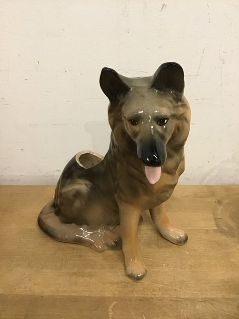 11" German Shepard Ceramic Planter