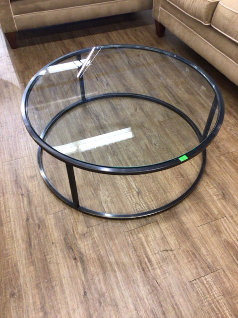 RH Nicholas Round Glass Top Coffee Table