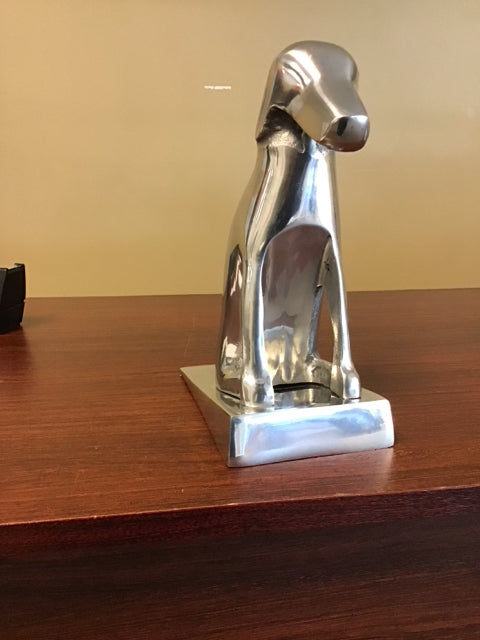 9.5" Vintage Chrome Metal Sitting Dog