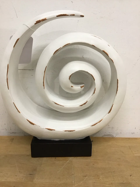 12" White Distressed Swirl Resin Sculpture