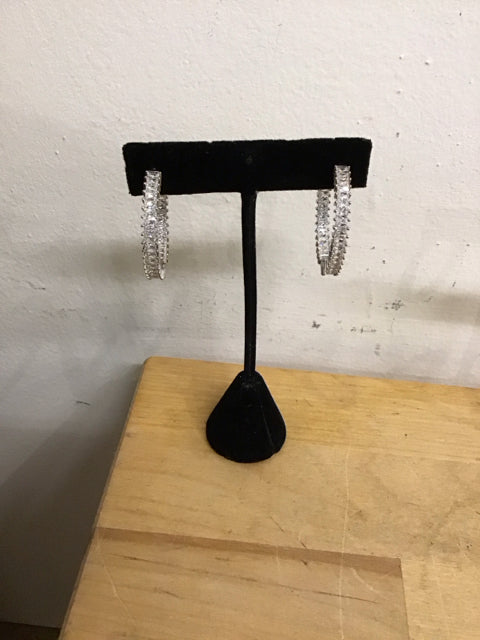 Hoops In And Out Like Stones Silver Earrings