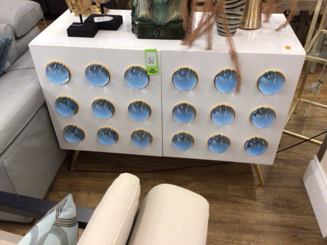 46" X 18" X 30" AS-IS Jonathan Adler Globo Cabinet (Cracks On R Side)