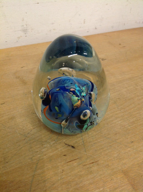 Signed Katg Glass Paperweight