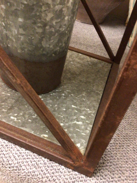AS-IS Brown & Silver Metal Planter W/Faux Floral Arrangement