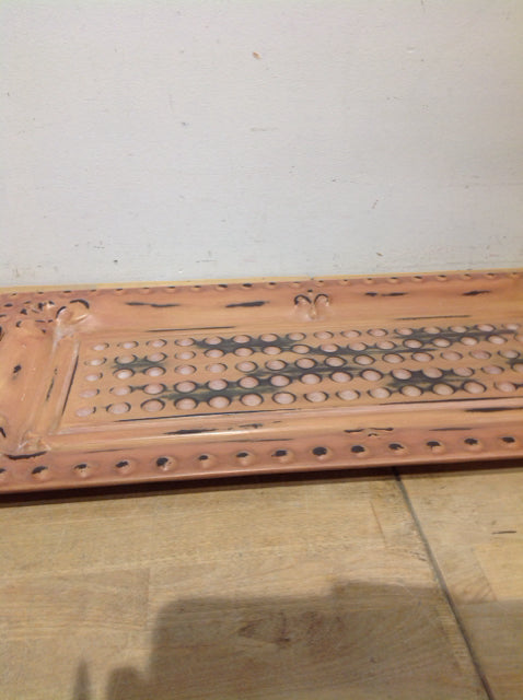 Tray- 12" Tan & Black Dimpled Metal