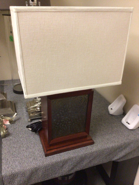 Bassett Chery Wood & Glass Table Lamp W/Shade