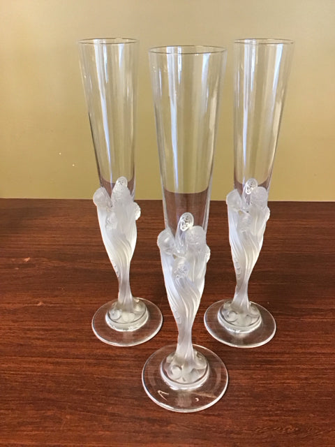Set 3  Erte "Flute Majestique" Stemware