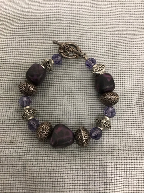 Purple Stone & Silver Bracelet