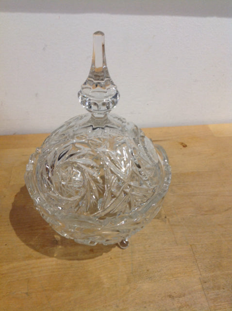 Bowl- 8" Footed Cut Crystal W Lid