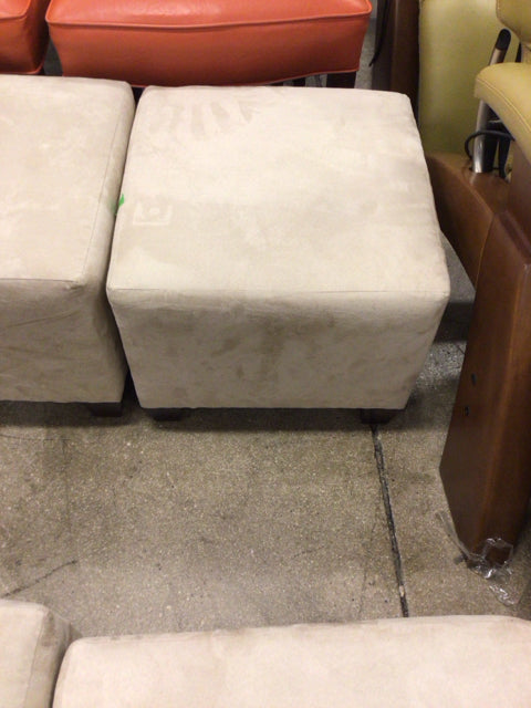 Small Cream Fabric Ottoman