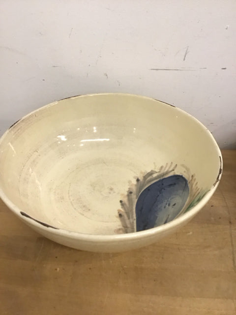 23" Beige Pear Ceramic Bowl