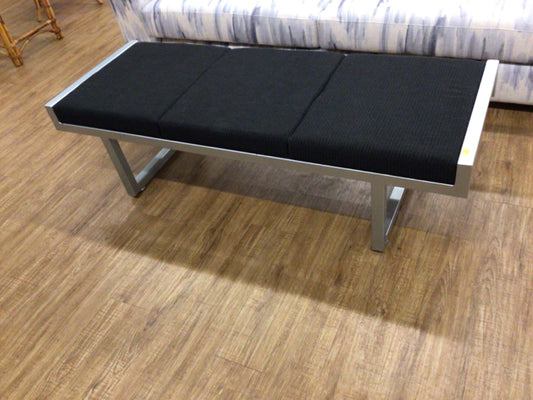 Black Upholstered Metal Frame Bench