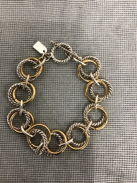 RL Two Tone Silver Gold Circle Bracelet