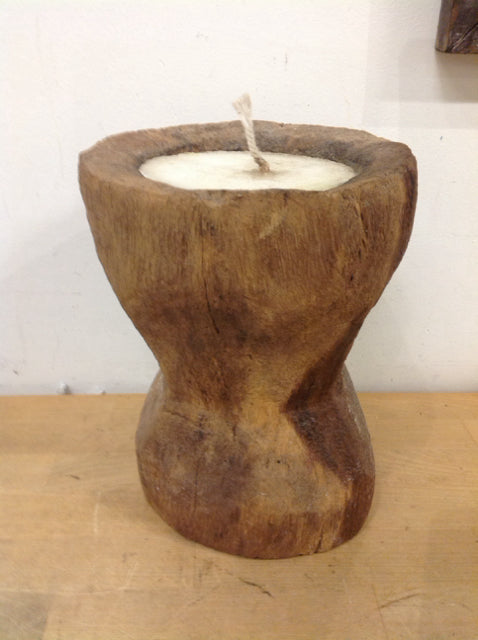 Candle Holder- 9" Rustic Wood