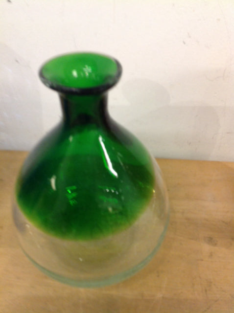 Vase- 8" Green Glass