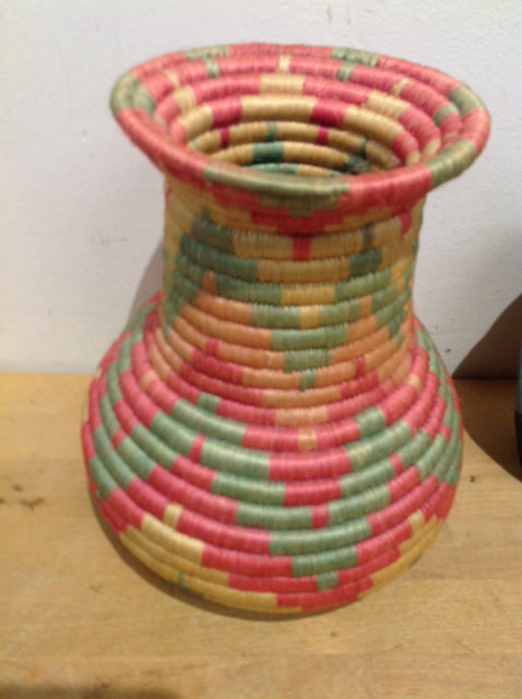 Vase- 9" Multi Color Woven