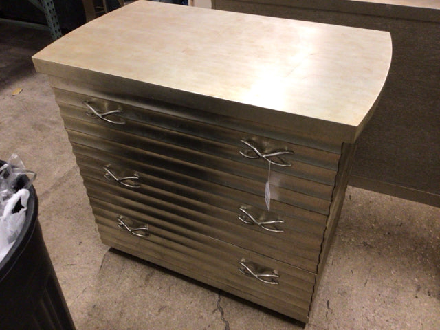 AS-IS Scalloped Antique Silver Leaf Three Drawer Nightstand – Encore  Interiors, a consignment gallery