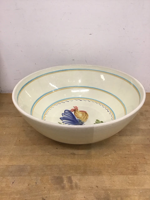 18" Global Views Ceramic Rooster Bowl