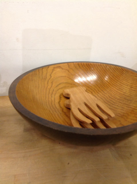Bowl- 15" Wood Holland Mill W Servers