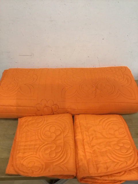3 PC Orange Floral Comforter & 2 Shams