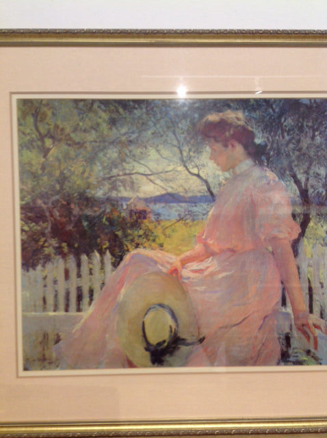32" X 36" Signed Girl In Pink Dress