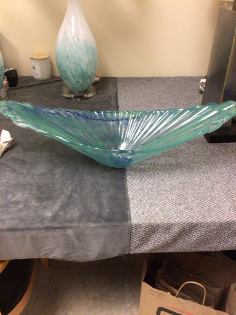 Blue Art Glass Scalloped Edge Bowl