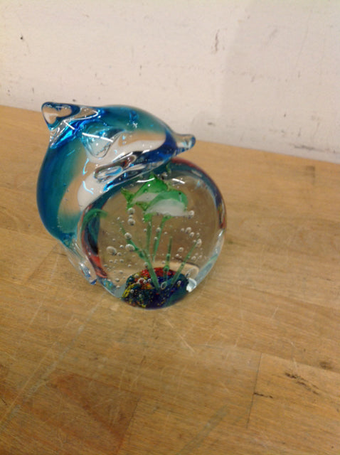 Art Glass Dolphin Paperweight