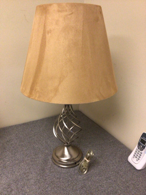 Silver Reticulated Table Lamp W/Shade