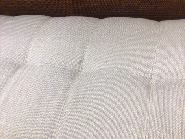 AS-IS Cream Tufted Bench W/Metal Legs(Light Soil)