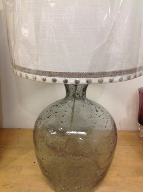 25" Grey Seeded Glass Lamp